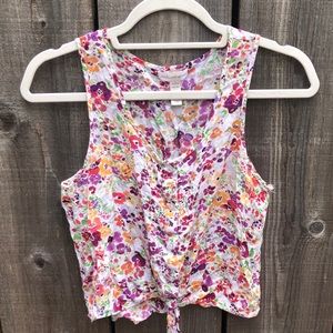 white floral tank top